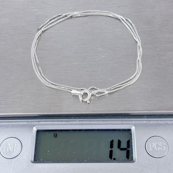 Italian Box Chain Necklace | Vintage Sterling Silver 925 | 18" - Picture 3 of 3